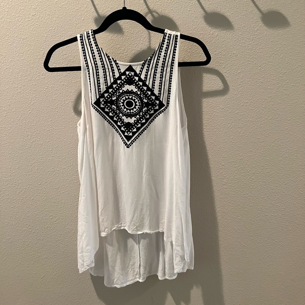 Black and white embroidered Lovestitch sleeveless top